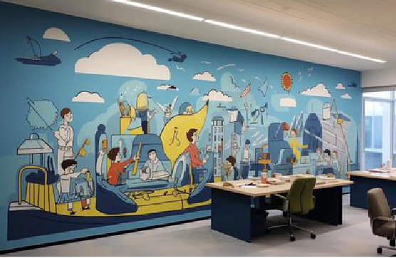 西华办公室墙绘的特点。