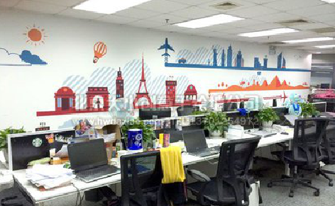 西华教你设计办公室墙绘的方法。