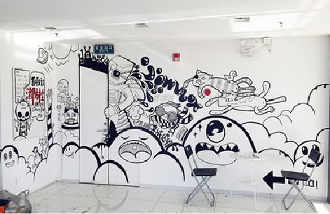 西华手绘墙并非传统涂鸦。